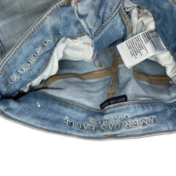 {AE American Eagle} "Hi-Rise Shortie" Frayed Cutoff Stretch Denim Jean Shorts - Picture 3 of 4